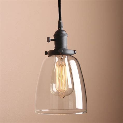 pathson industrial simple style hanging lamp fixture    mini oval shaped clear glass