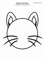 Cat Face Drawing Coloring Easy Pages Kids Draw Faces Animal Blank Simple Animals Outline Template Cats Worksheets Kid Paste Cut sketch template