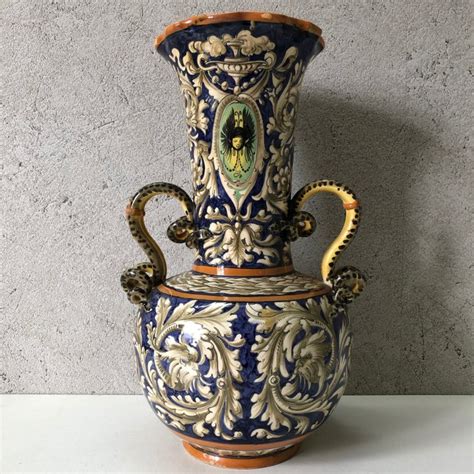geglazuurde vaas met slangen handvaten  keramiek catawiki