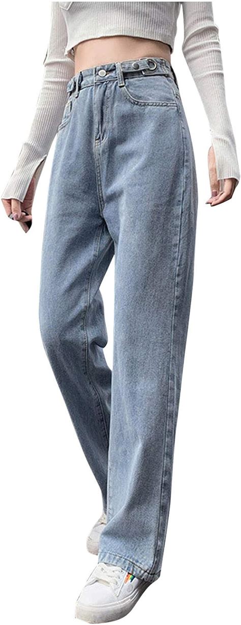 vrtur damen jeans weite jeanshose bootcut jeans schlank casual denim hosen baggy pants enge hohe