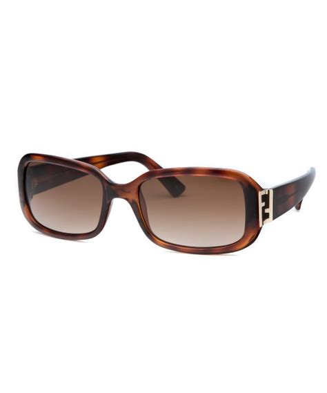 lyst fendi women s rectangle tortoise sunglasses in brown
