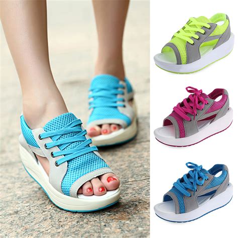 womens mesh breathable platform casual sandals athletic sneakers sports shoes ebay