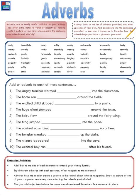 adverb worksheet  class   answers worksheets