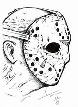 Jason Drawing Coloring Voorhees Horror Feira Sexta Drawings Pages Friday Scary Halloween 13th Sketch sketch template
