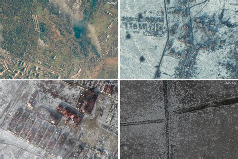 satellite  show harrowing aftermath  battle  bakhmut bombing