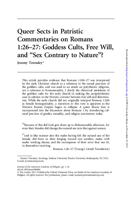 pdf queer sects in patristic commentaries on romans 1 26