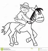 Horse Cowboy Coloring Pages Riding Kids Stock sketch template