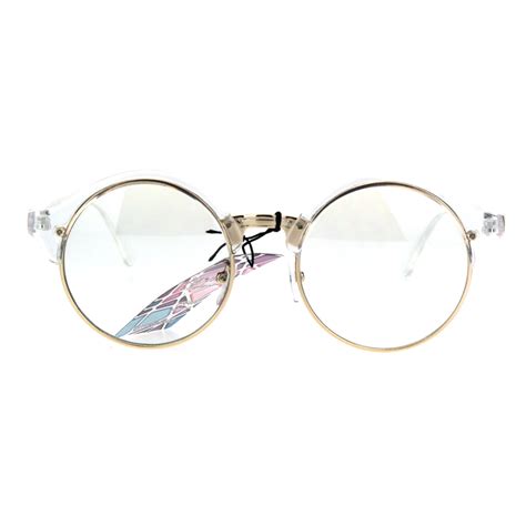 womens hipster clear half rim round circle lens eye glasses ebay