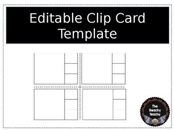 editable clip card template   beachy teachy tpt