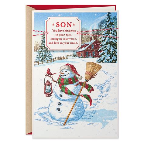 snowman christmas card for son greeting cards hallmark