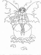 Coloring Brown Fairy Pages Amy Elf Book Mystical Fantasy Mythical Wings Adult Fairies Fae Printable Pixie Elves Colouring Books Color sketch template