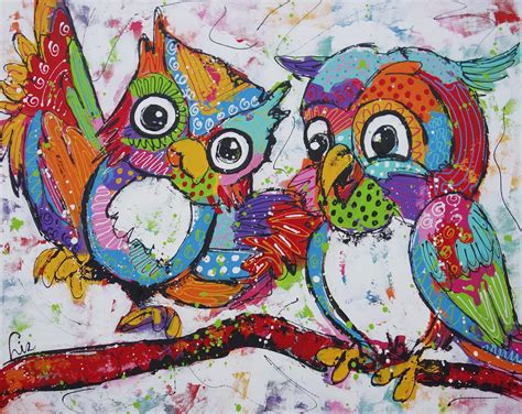 vrolijk wwwvrolijkschilderijnl acrylschilderijen grillige kunst vogel kunst