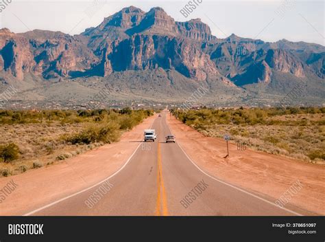 arizona desert road image photo  trial bigstock
