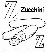 Zucchini Coloring Pages Pantry Food Alphabet Template Printable Getdrawings Getcolorings sketch template