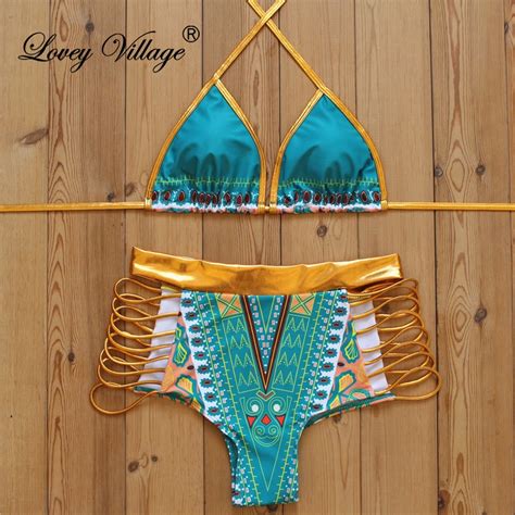 2018 new african print two pieces bath suits bikini set sexy geometric