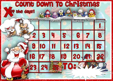 printable christmas countdown calendar calendar template
