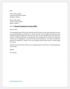 letter requesting repayment   personal loan