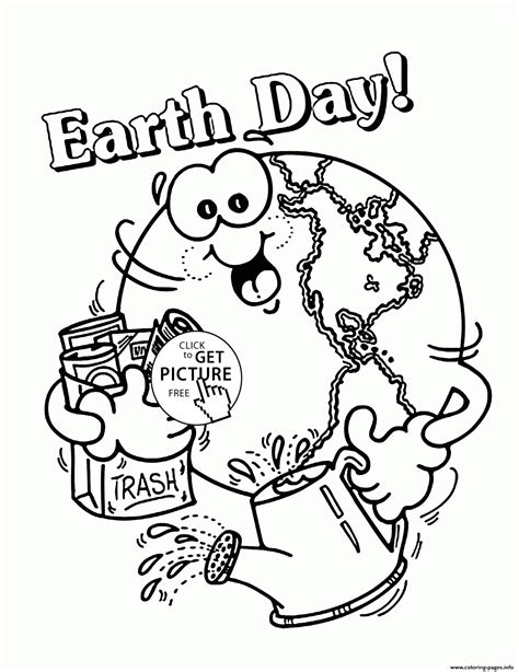 happy earth day  kids coloring page printable