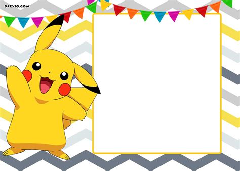 pokemon pikachu birthday invitation template drevio