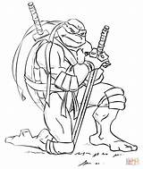 Coloring Ninja Leonardo Pages Turtles Printable Drawing sketch template