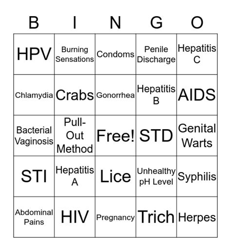 Safe Sex Bingo Card