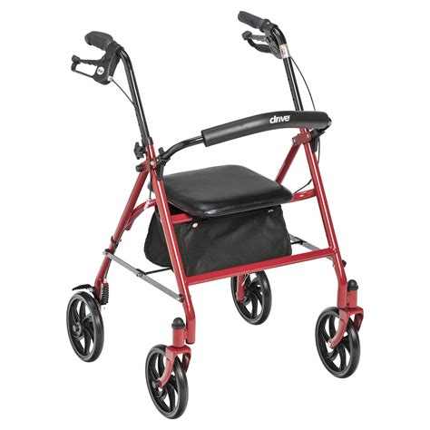 drive medical  wheel rollator rolling walker  fold  removable  support red walmartcom