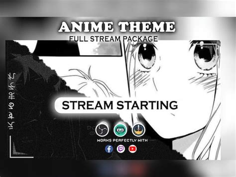 animated anime manga theme full stream package twitch etsy