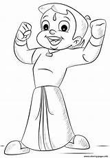 Bheem Coloring Chhota Pages Drawing Cartoon Kids Drawings Supercoloring Printable Easy Super Color sketch template