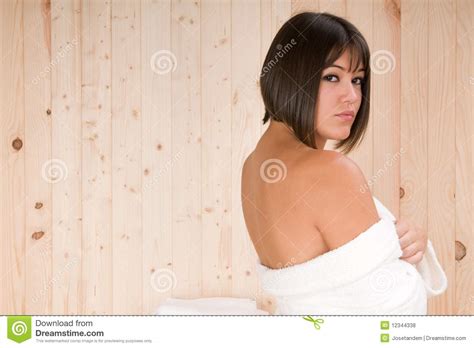 woman in a sauna or relax massage session royalty free