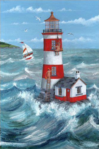 peter adderley window cleaners seaside art lighthouse painting