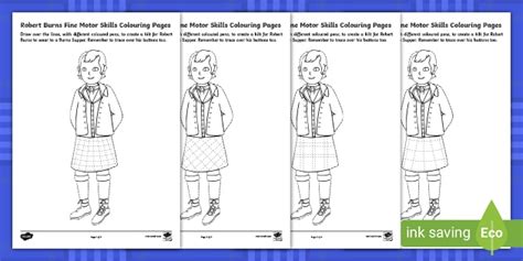 robert burns fine motor skills colouring pages