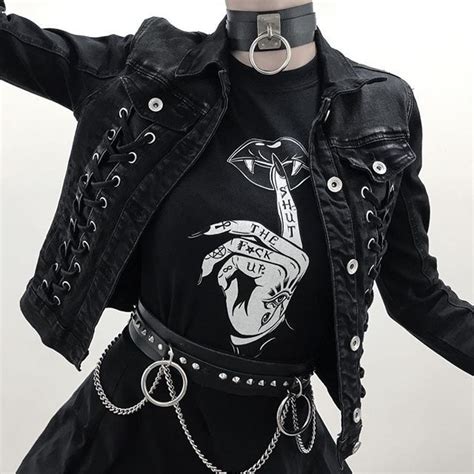 Shut The F K Up Women Gothic Grunge Black T Shirt Aesthetic Witchcraft