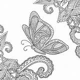 Kleurende Volwassenen Vlinder Cirkel Naadloos Patroon Wit Zwart Illustratie Mehndi Henna sketch template
