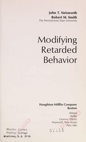 modifying retarded behavior  john  neisworth open library