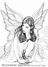Fairy Coloring Pages Adult Drawings Book Drawing Deviantart Colouring Books Adults Line Evil Printable Crouching Fantasy Print Fairies Beautiful Kleurplaten sketch template