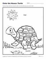 Nouns Turtle Color Worksheet Coloring Grade 2nd Kids Printable Fun Sheet Print Click K12reader sketch template