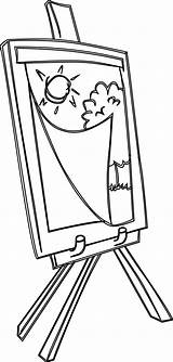 Easel Clipart Painter Drawing Clip Line Getdrawings Transparent Webstockreview sketch template
