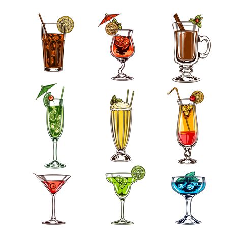 vector set of cocktail glasses download free vectors clipart