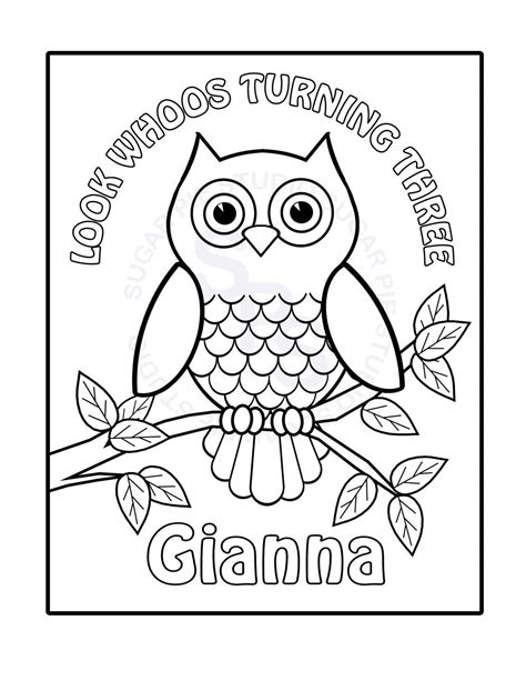 personalized printable owl birthday party favor childrens kids etsy
