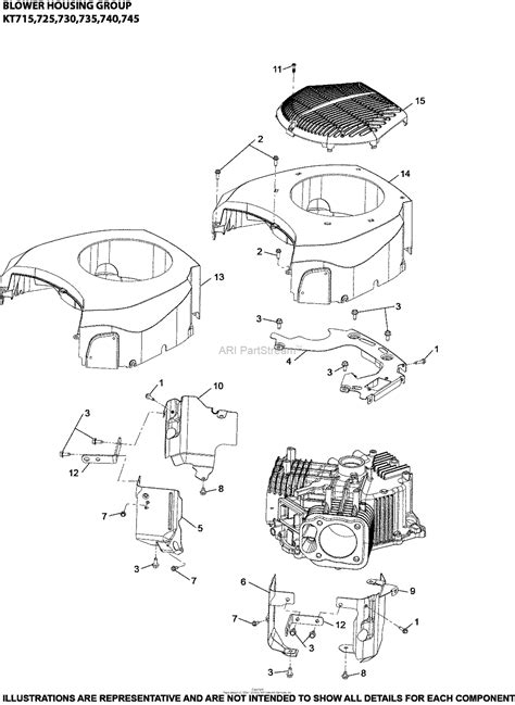 kohler kt  toro  hp  kw parts diagram  blower housing group    kt