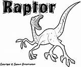 Raptor Coloring Pages Print Color Dinosaur sketch template