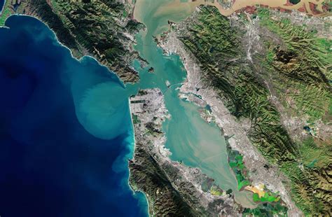 satellite captures incredible detailed view  san francisco bay  space