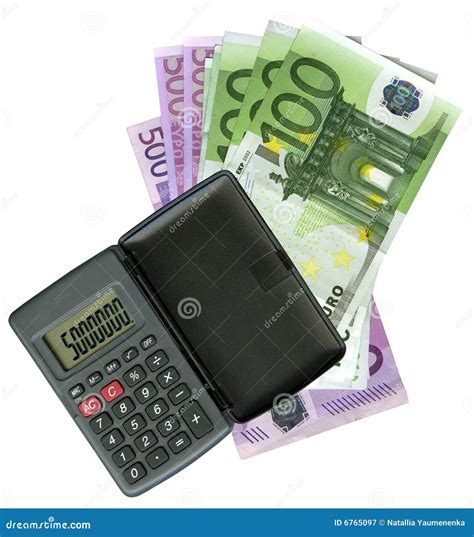 calculator  euro bank notes stock image image  finances white