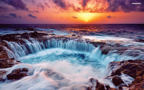ocean rocks waterfall sunset merida thors  oregon airbnb nature