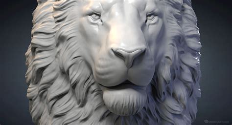 lion head  model digital sculpture stl obj files