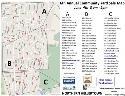 hellertown community yard sale  saturday  homes   map click  view