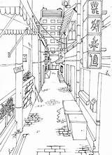 Drawing Perspective Japanese City Point Streets Deviantart Scenery Japan Empty Line Cityscape 그림 Getdrawings 드로잉 도시 풍경 Tutorials Alley Sketching sketch template