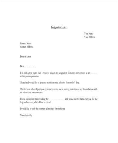 personal reasons resignation letter templates
