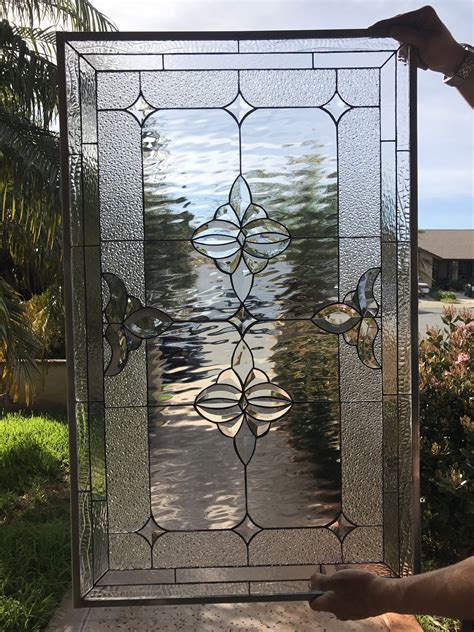 The ” Riverside ” Classic Beveled Stained Glass Window Panel Or Cabinet