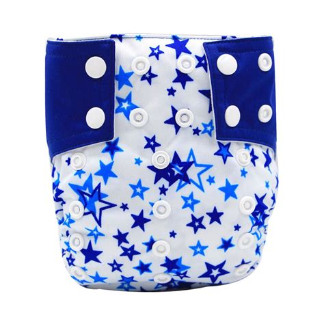 victory check    baby reusable washable adjustable blue stars cloth diaper